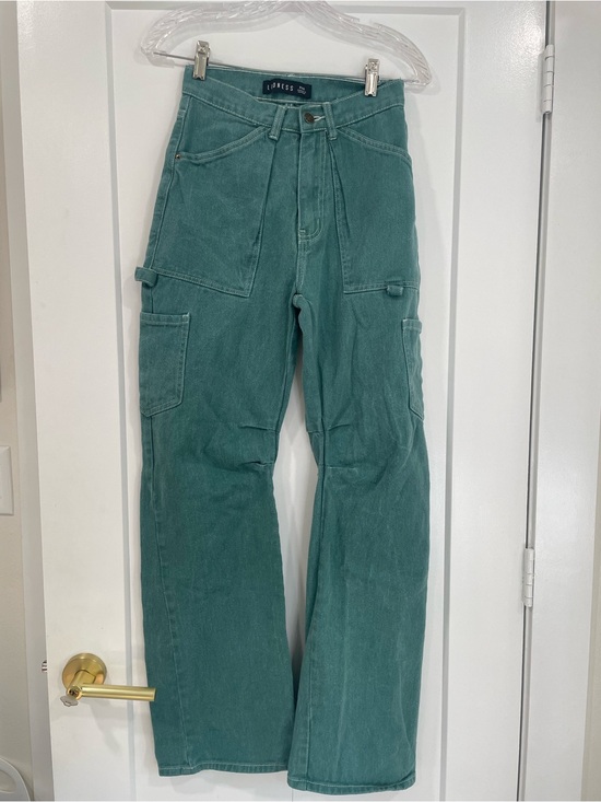 Lioness Denim - Lioness Miami Vice Green Wide Leg Cargo Carpenter Jean Pants US 0 xxs